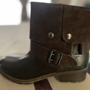 Chocolate suede and leather boots